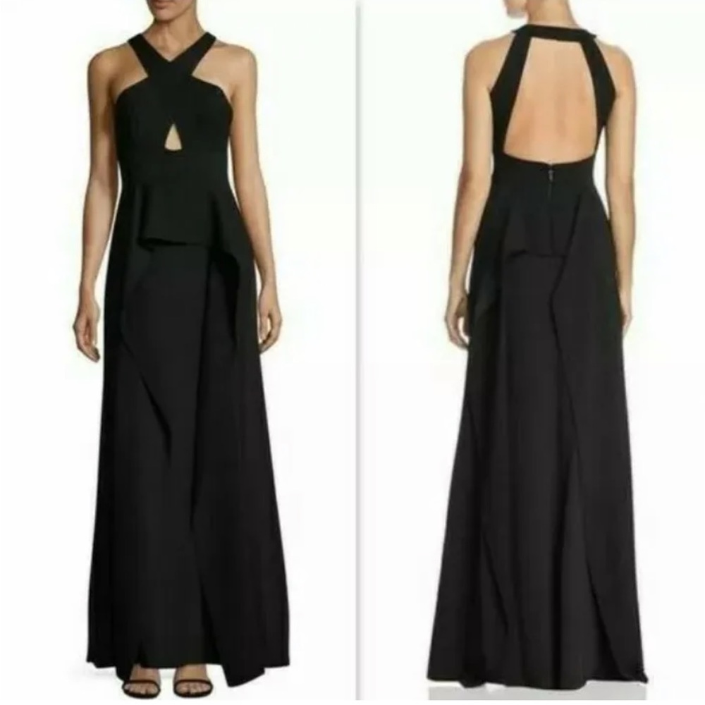 BCBGMaxAzria Bryleigh Crisscross Halter Gown